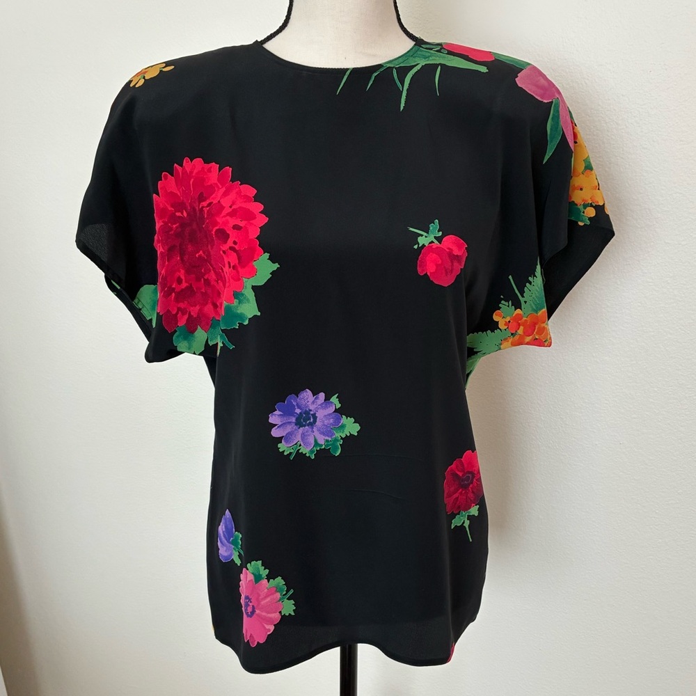 Vintage MaxMara Bold Floral Silk Blouse